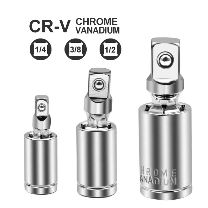 

1/4" 3/8" 1/2" Universal Socket Joint Set Ratchet 360 Angle Extension Bar Socket Adapter Bendable Adapter Pneumatic Wrench Tools