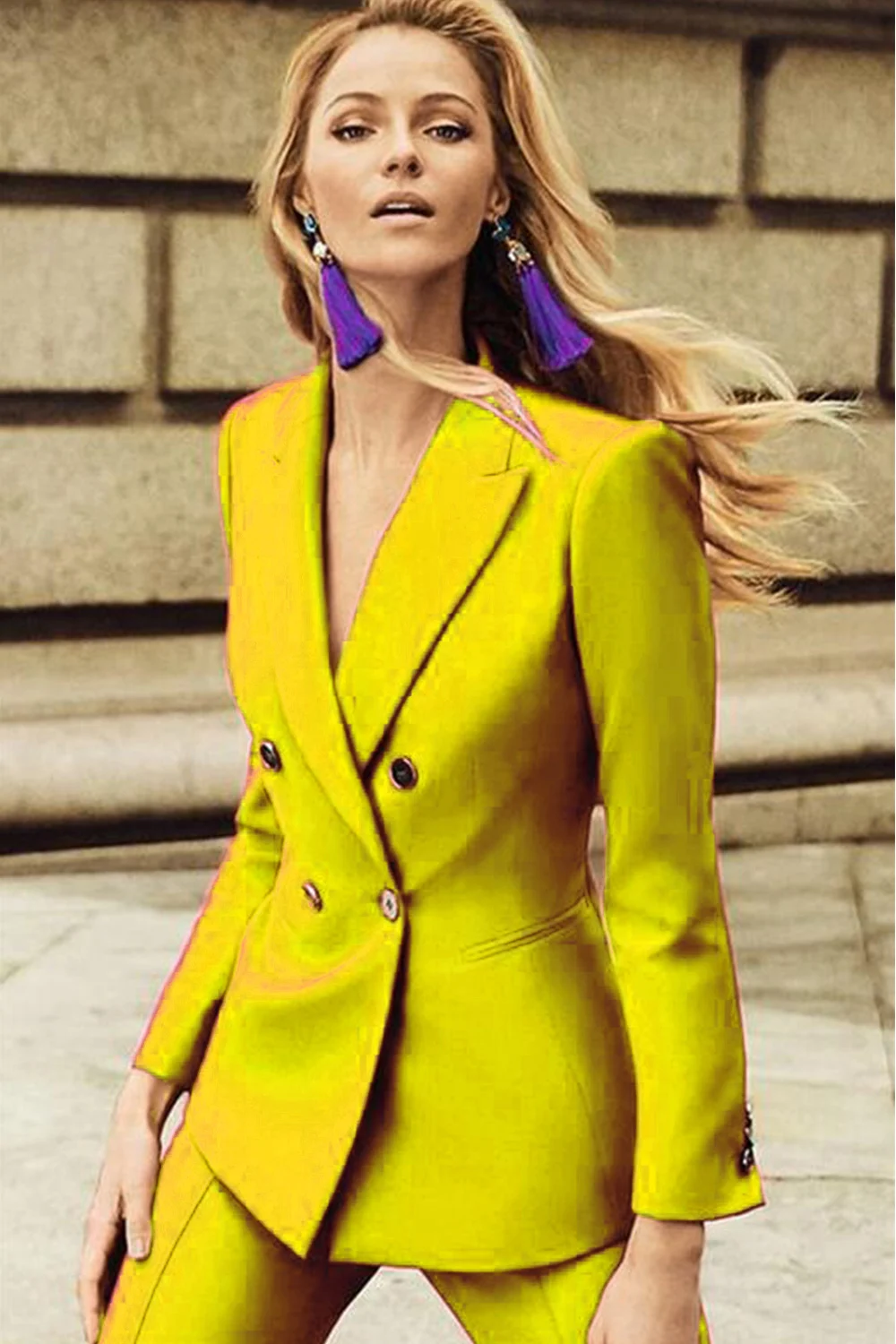 Fuchsia Women Suits Office Ladies Fashion Duble Breasted Jacket+Pants Business Blazer Formal Uniform Style Female Trousers Set