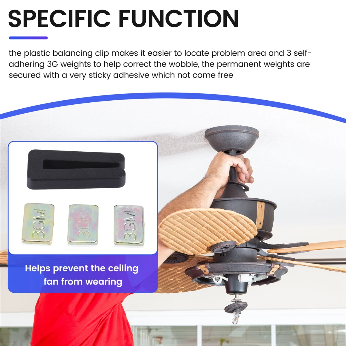 20 шт. блесток потолочного вентилятора включая 5 эластичных зажимов для