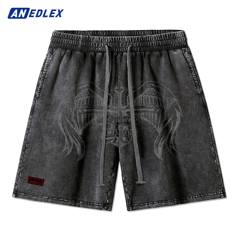 

Мужские шорты в стиле хип-хоп, черные хлопковые шорты в стиле Харадзюку с принтом крыльев и графическим принтом, летние винтажные шорты для ...