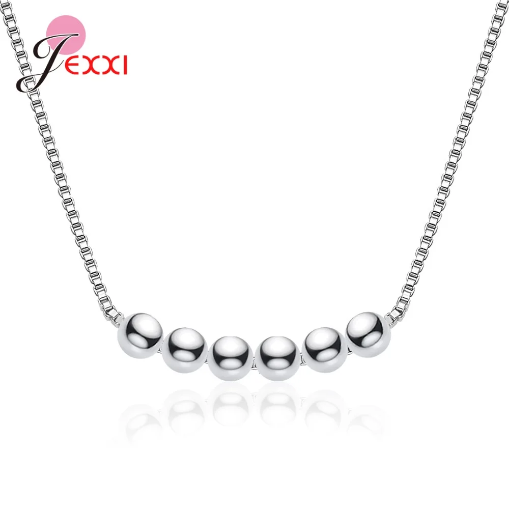 Женское колье из серебра 925 пробы, с бусинами