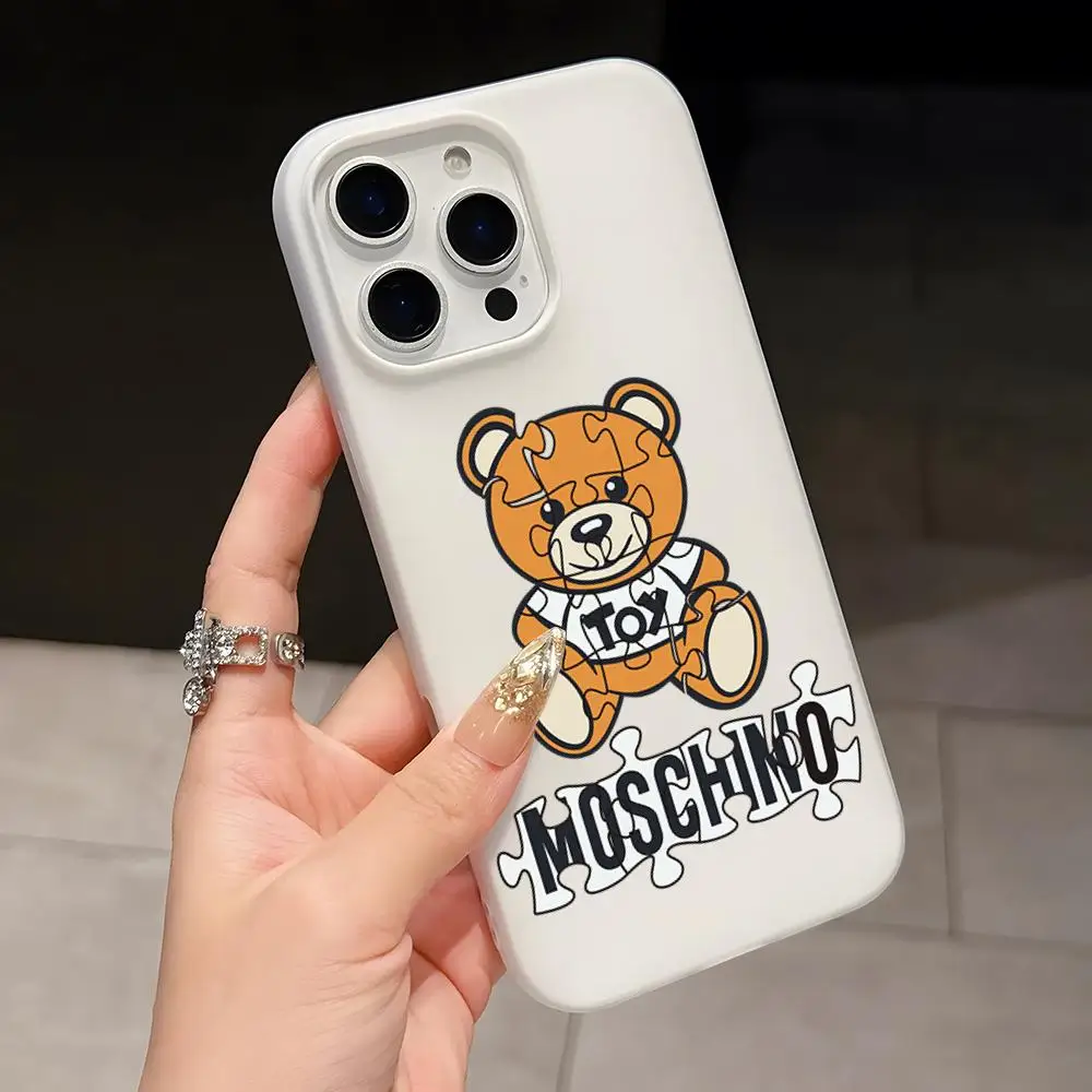 Фото Чехол для телефона M-Moschino Fashion LOGO для iPhone 17 Air 16 E 15 14 Plus 13 12 11 Pro Max 2, мягкий матовый, прозрачный, цвета конфет, желеобразный, 2-слойный №4