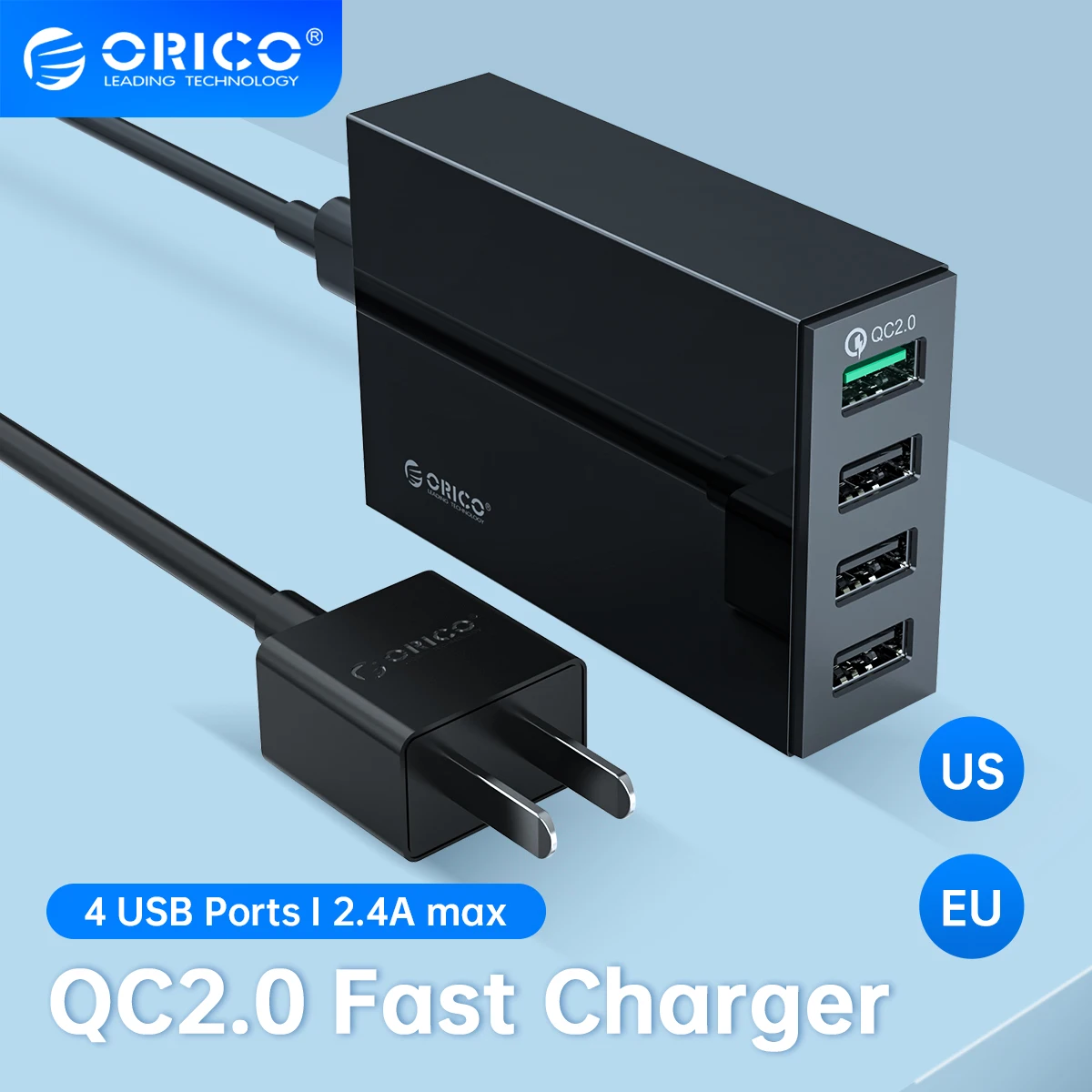 

ORICO Multi-Port USB QC2.0 Fast Charger Charging Station Desktop Charger USB Adapter for iPhone Samsung Huawei Xiaomi Cell Phone