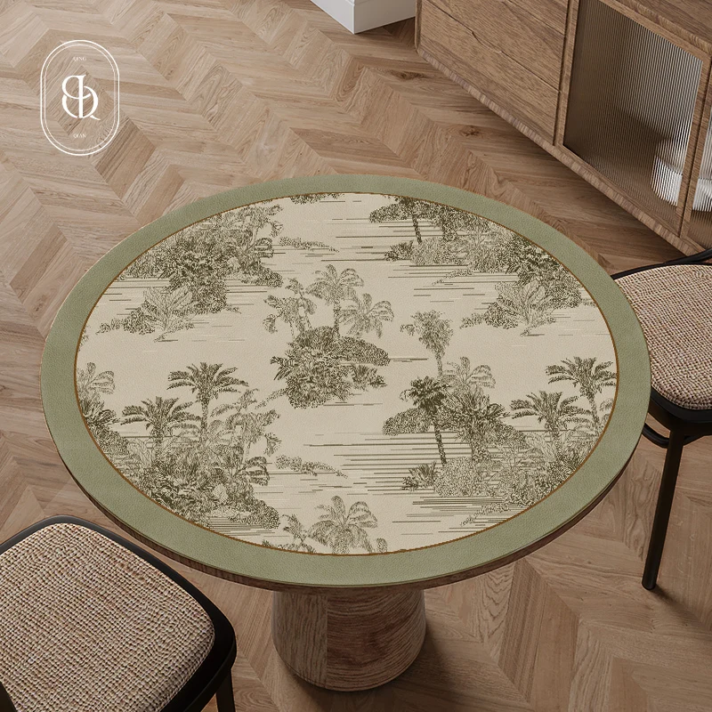 

Роскошная круглая подставка под тарелку в американском стиле из кожи для сада, водостойкая, не требующая очистки Центральная Обложка для ст...