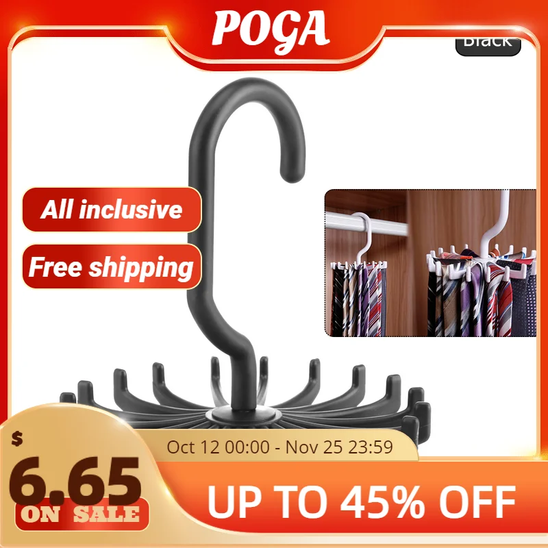 

Tie Hanger Plastic Portable Tie Rack Closets Rotating Holder Hook Belt Clothes Tie Rack Storage Home Supply Multifunction