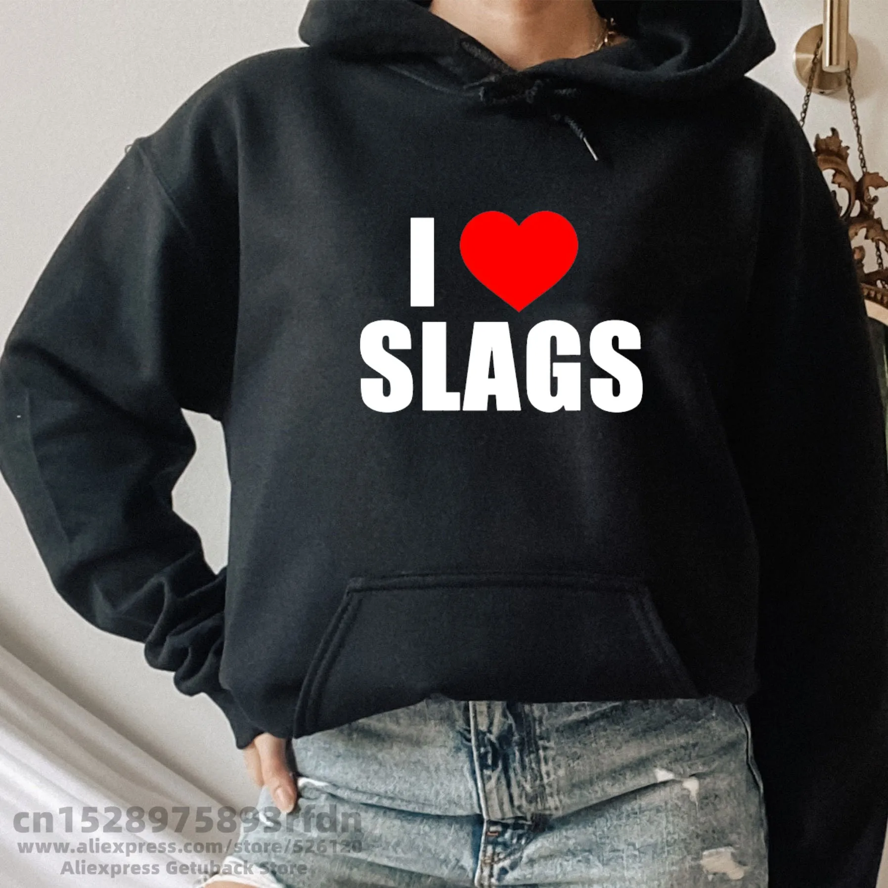 

Женская осенне-зимняя толстовка с капюшоном и графическим принтом