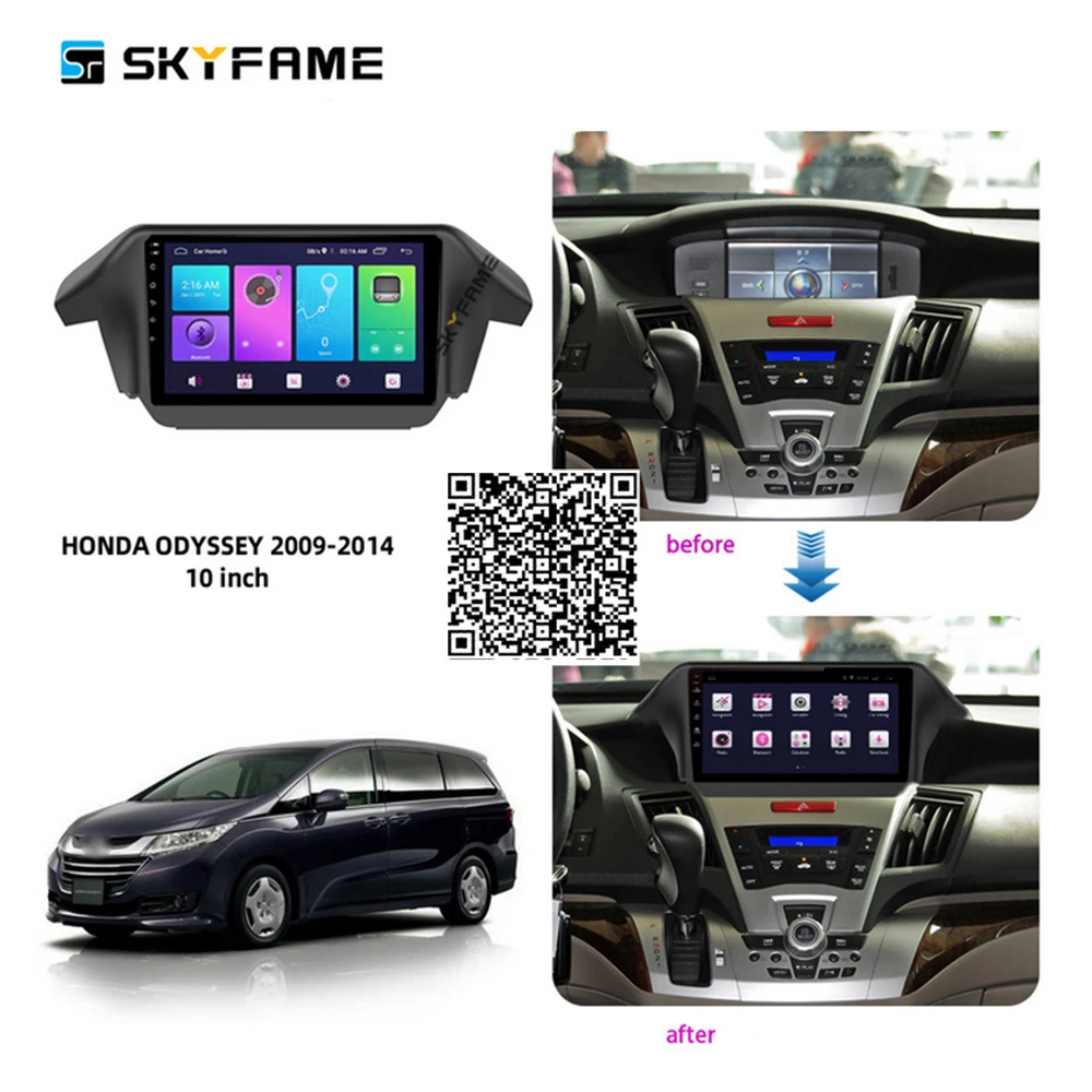 

Автомобильные аксессуары SKYFAME, радио, стерео для Honda Odyssey 2009-2012 2013 2014 Android, мультимедийная система DSP, GPS-навигатор, плеер