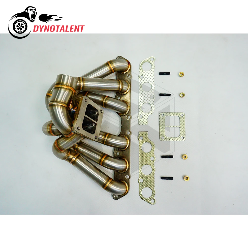 Фото DYN RACING SS304 3 мм паровая труба T4 с двойным прокруткой, турбоколлектор равной длины для Supra MK4 2JZGE 2JZ GE коллектор 2JZGE №3