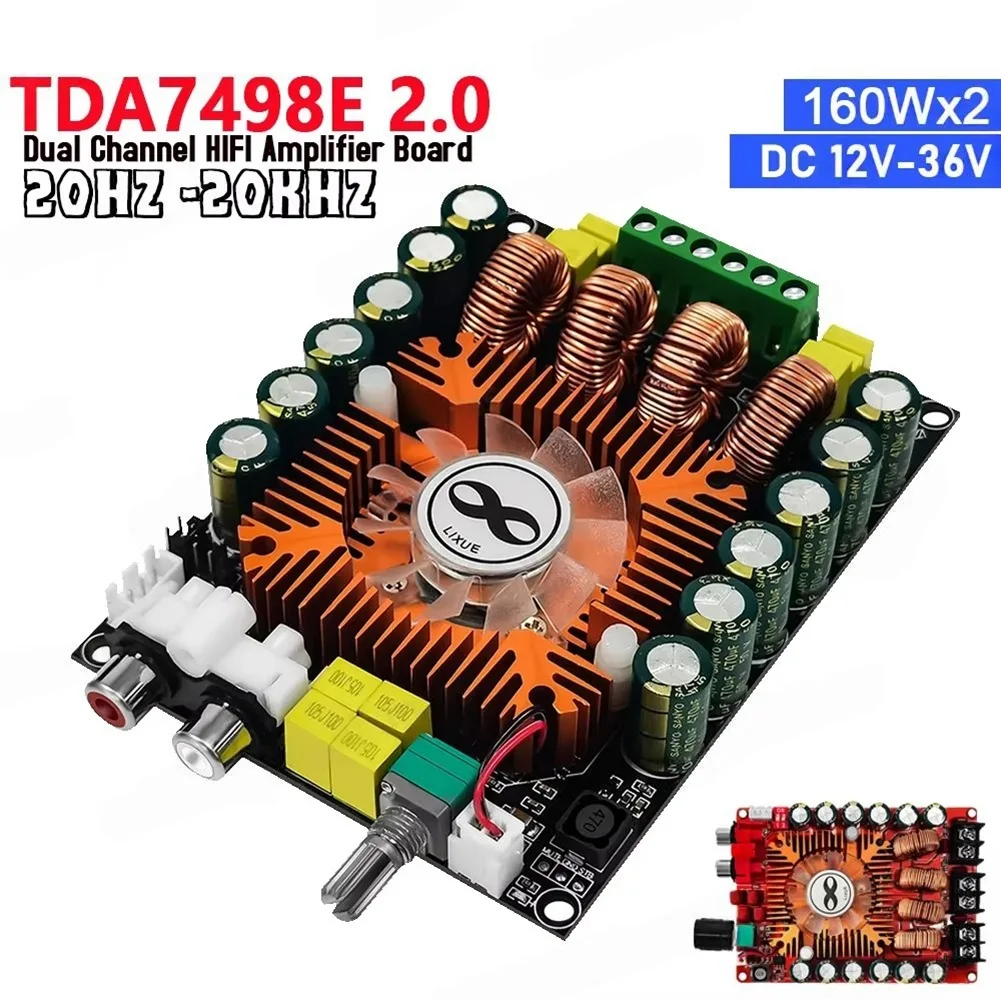 Фото (BOFF) TDA7498E 2.0 Высокомощная цифровая плата усилителя мощности 160Wx2, стереоусилитель с поддержкой BTL 220W и вентилятором охлаждения №2