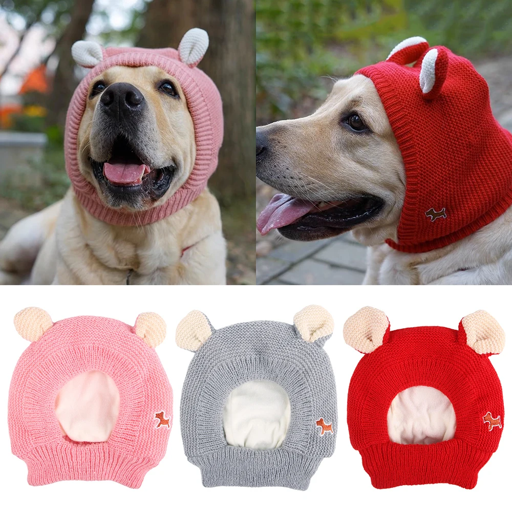 

Зимние шапки для домашних животных, вязаная шапка для кошек, шумозащитные наушники для собак, теплая шапка для собак, тихие мягкие ветрозащитные Чехлы для домашних животных, аксессуары для собак