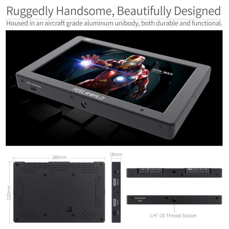 

Feelworld T7 7 Inch IPS 1920x1200 HDMI On Camera Field Monitor Support 4K Input Output Video for DSLR Canon Nikon Sony