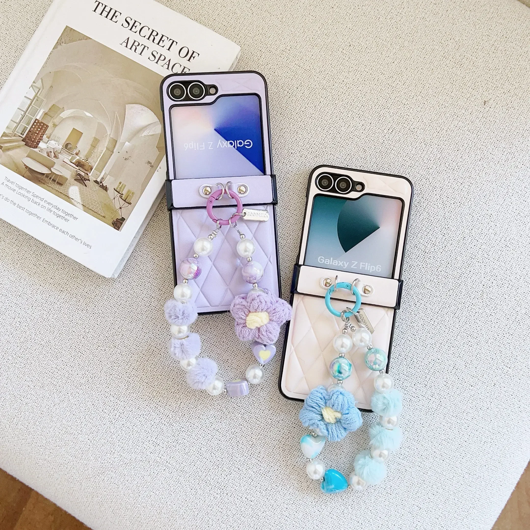 Чехол для телефона с милым блестящим жемчугом из искусственной кожи и ремешком