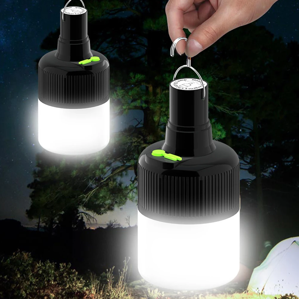 

Portable LED Camping Light Bulb with Hook USB Rechargeable Camping Hanging Emergency Night Lamp Lights for Outdoor Patio Porch