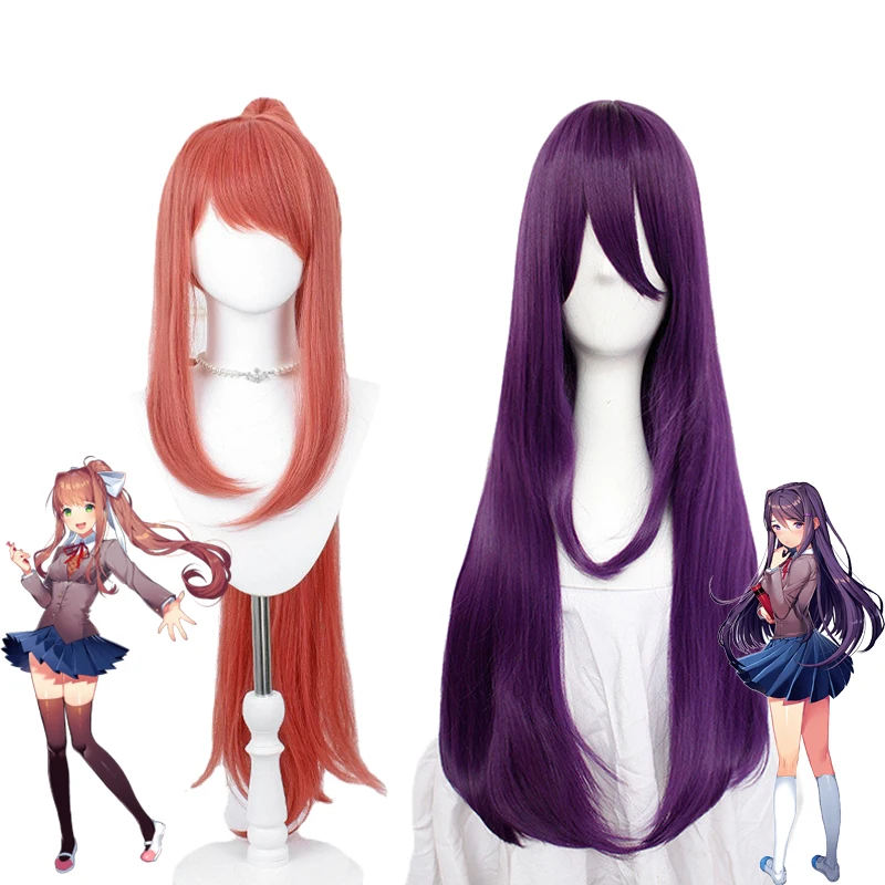 Парик доки Литературный клуб Юри Моника Нацуки Sayori DDLC Синтез волос теплостойкий