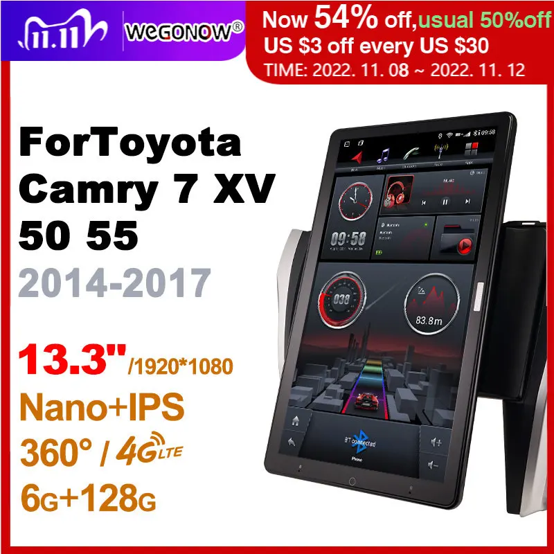 

Ownice Android 10,0 для Toyota Camry 7 XV 50 55 2014-2017 автомобильное радио Видео Аудио 13,3 дюймов IPS поворотный 360 6 ГБ 128 ГБ Тесла стиль
