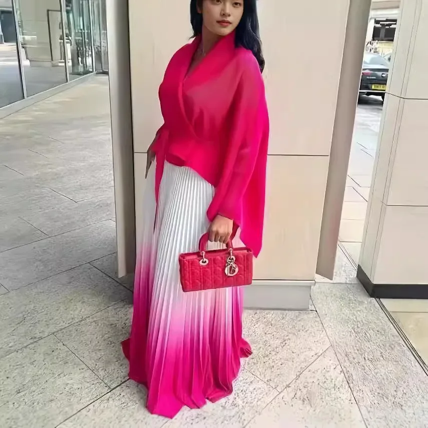 Плиссированная юбка со складками комплект для выпускного вечера свободный