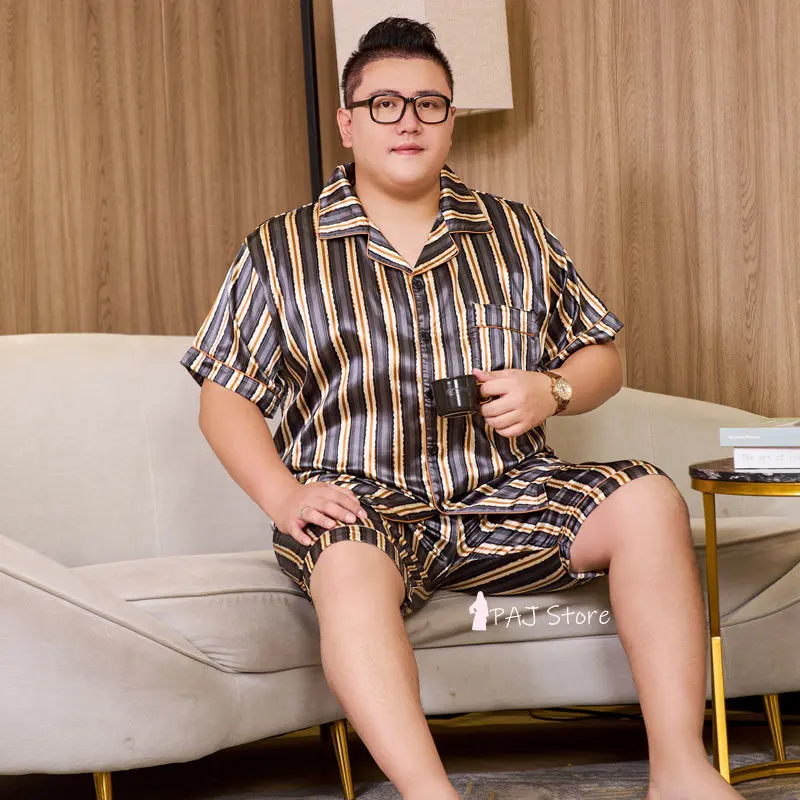 Pajamas Mans Silk  Plus Size man Pajama set 7XL Sleepwear Short Sleeved Homewear Leisure Nightwear Loyal Pjs Men Home Clothing