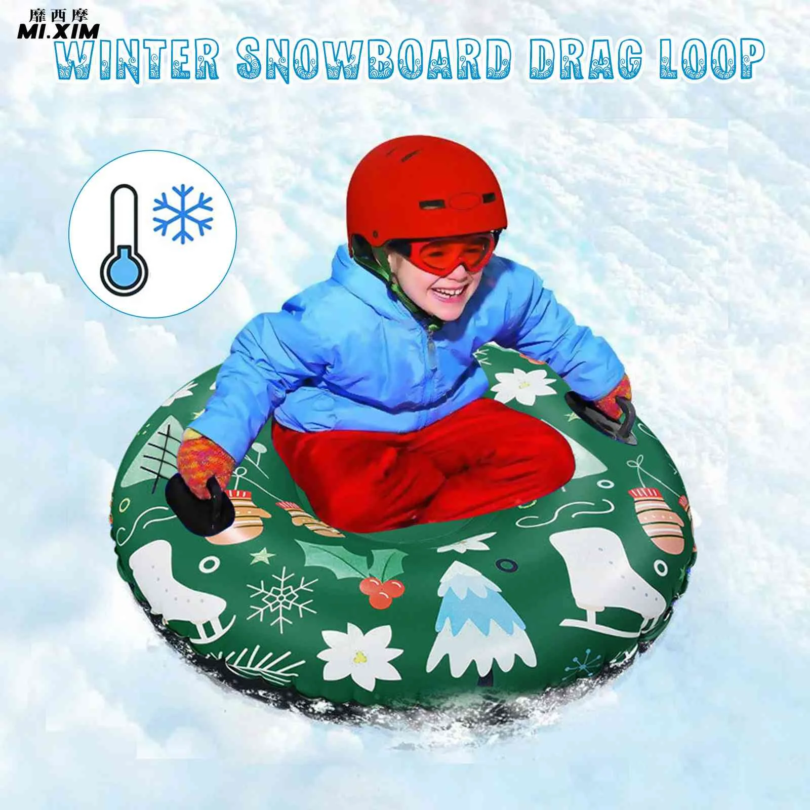

PVC Skiing Ring with Double Handle Inflatable Thick Scratch-proof Leak-proof Christmas Gifts for Children Adult Outdoor Ski Ring