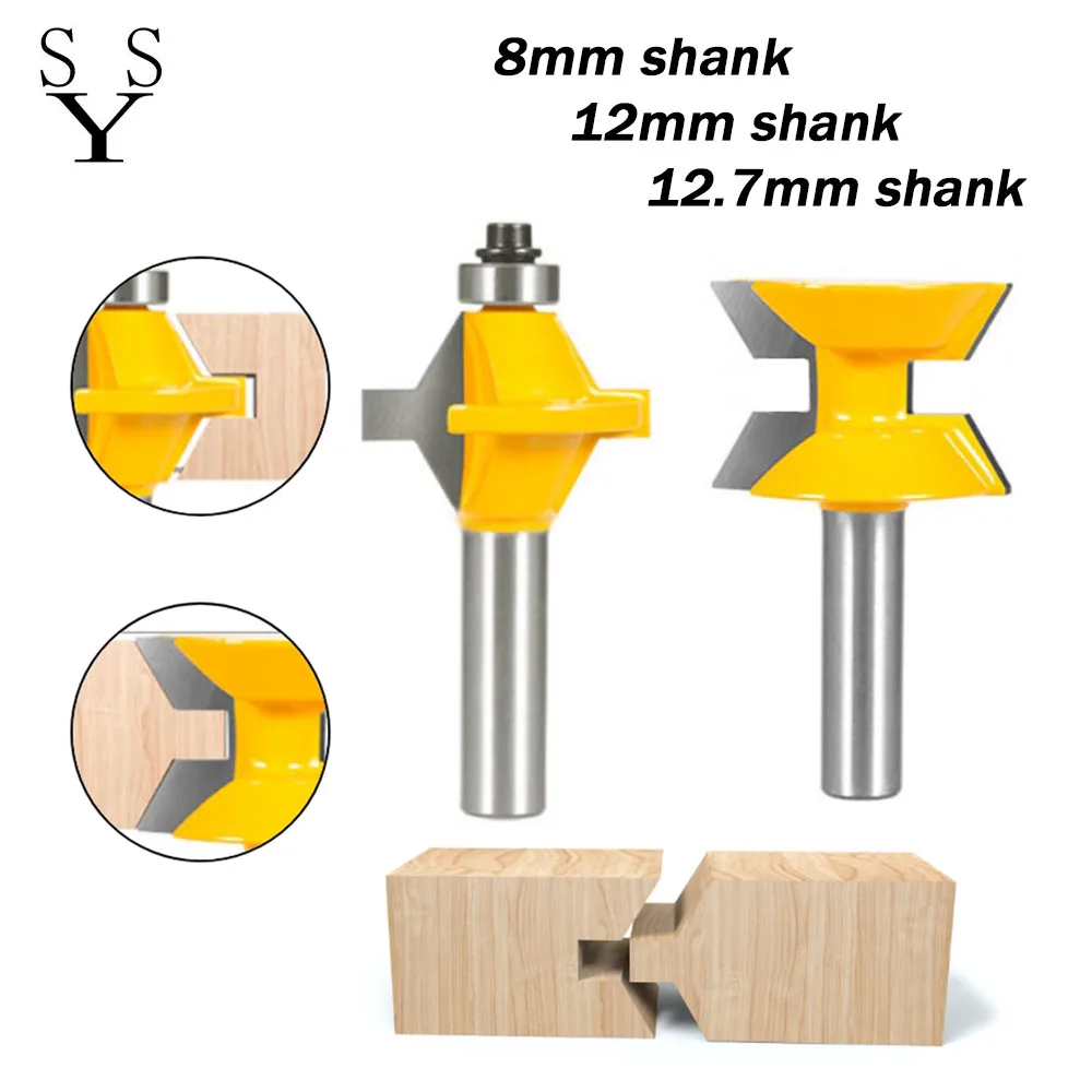 

2Pcs 8mm 12mm 1/2" Shank Router Bit Set 120 Degree Woodworking Groove Chisel Cutter Tool