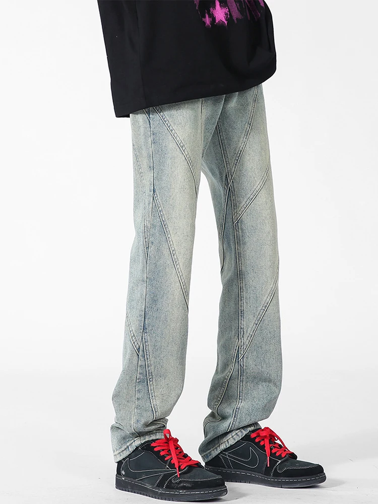 Men's Wear Spring New Denim Trousers Ground Straight Pants Fashion American High Street Wide Leg Jeans Vintage Y2k Men’s Jeans