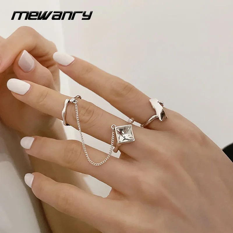 

Серебряные кольца Sterling925 пробы, аксессуары неправильной геометрической формы, новые модные парные кисточки, цепочка с белым цирконием, украшения для вечеринки