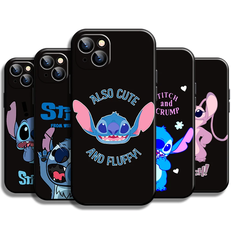 

Cartoon Cute Lilo Stitch For Apple iPhone 13 12 11 Pro Mini X XR XS Max SE 5 6 6S 7 8 Plus Phone Case Back Black Coque Funda