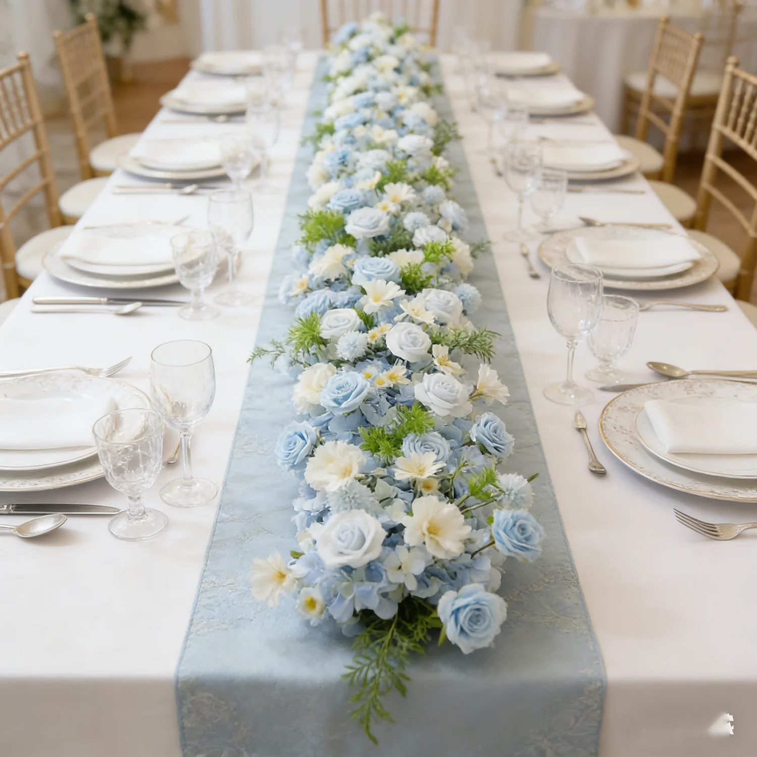 Фото Искусственные цветы Uflower Luxury Blue Rose: композиция для свадебного стола, декор для стены, арки, вечеринок и мероприятий №2