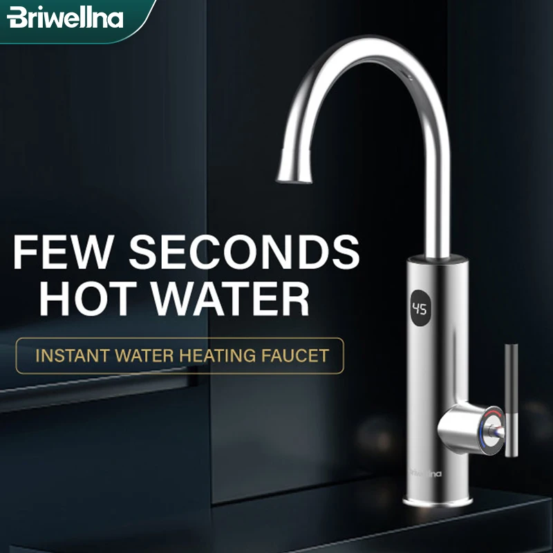 

Briwellna Electric Water Heater 220V 2 in 1 Kitchen Faucet Tankless Water Heating Tap Electric Geyser Flowing Heated Mixer