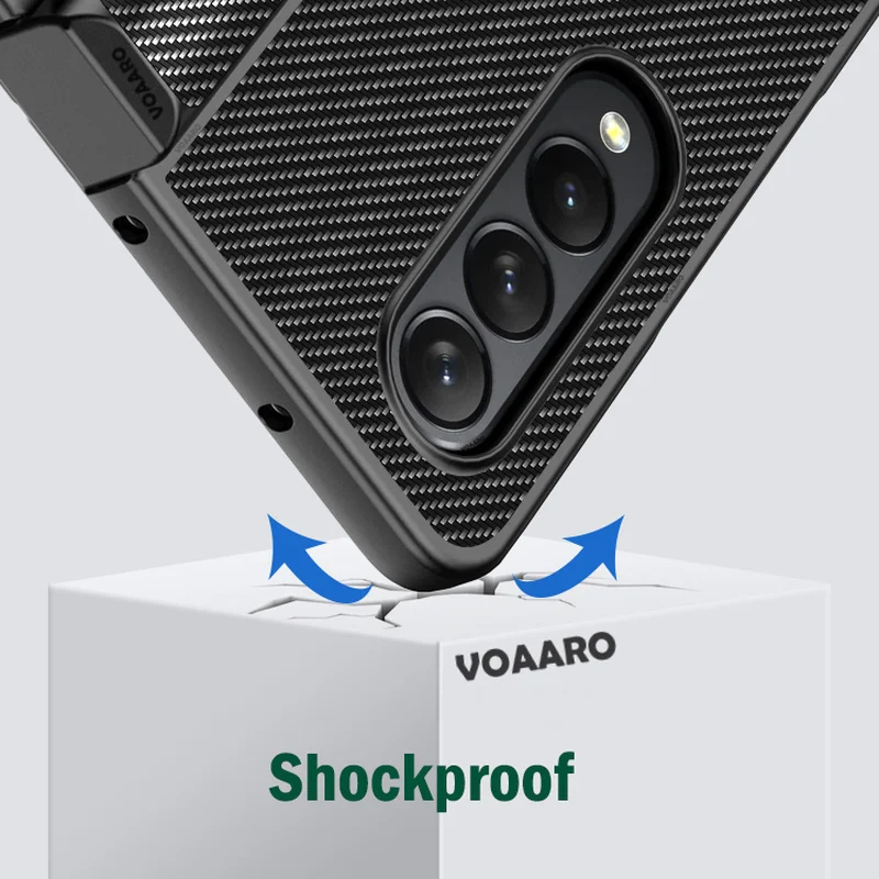 Funda for Samsung Galaxy Fold 4 Case Hinge Protection Full Cover for Galaxy Z Fold 4 Hinge Carbon Fiber Texture PU Leather Case