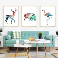 geometric animal decor painting triptych nordic ins style home living room bedroom kids room background art wall painting