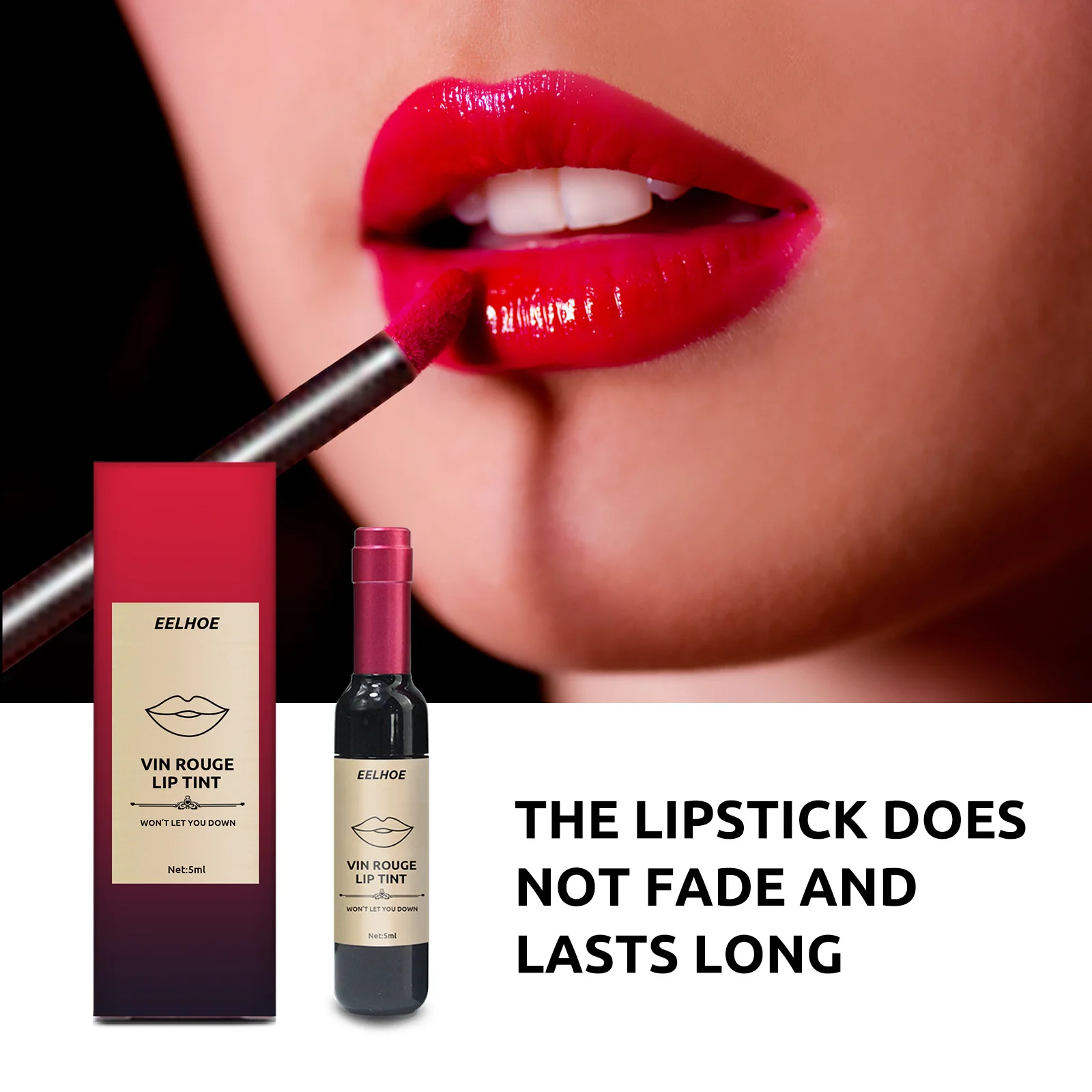 Red wine lipstick non stick cup color rendering portable creative waterproof non fading Moisturizing Lip Glaze lip gloss makeup
