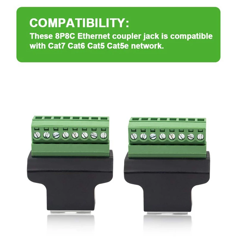 2 упаковки RJ45 /8P8C гнездовой разъем к 8-контактному винтовому коннектору для Cat7/6/5 /5E
