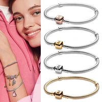 new 925 silver classic button snake bone pan fashion bracelet suitable for womens wedding gift