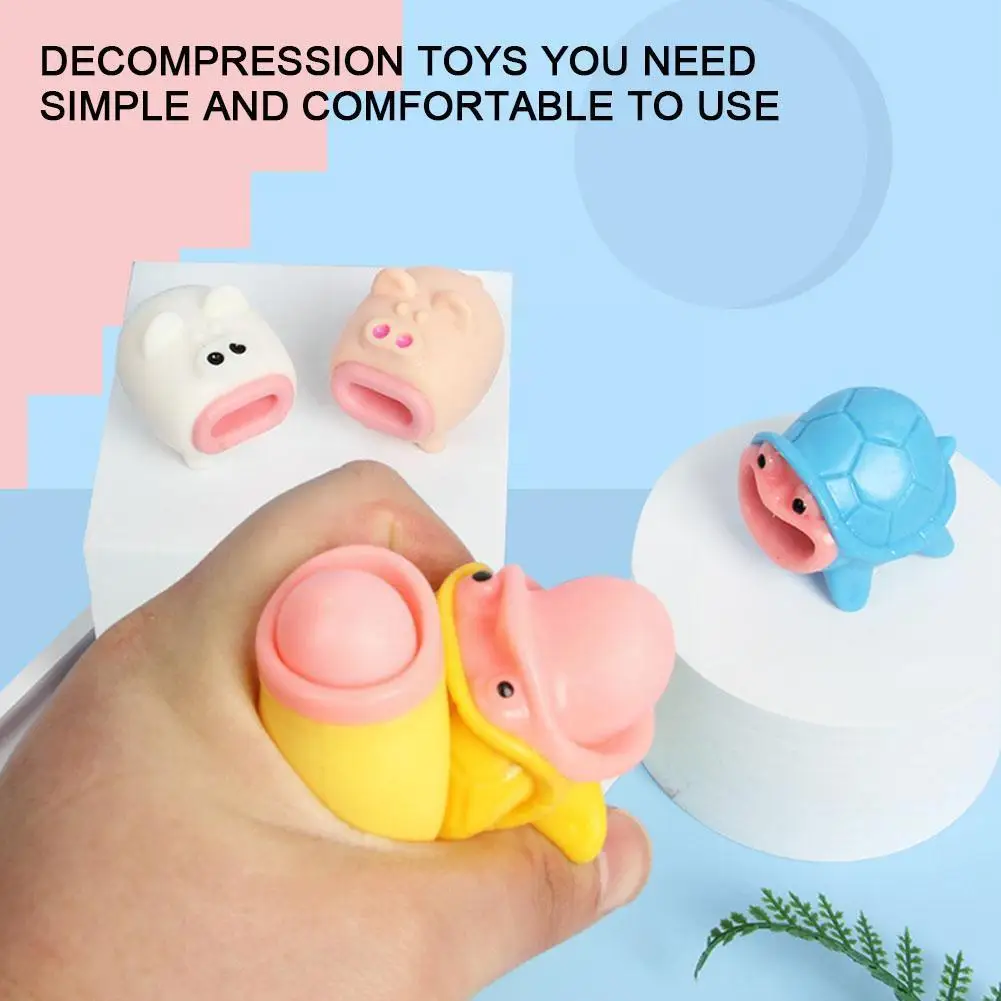 

1PCS Cute Fish With Tongue Out Squeeze Decompression Toys Pig Turtle Hand Fidget Toys Release Pressure For Kids Children's L7A4