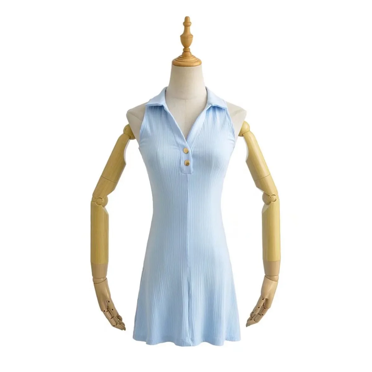 Платье Bazaleas с двумя пуговицами вверх и отложным воротником женские платья Мини