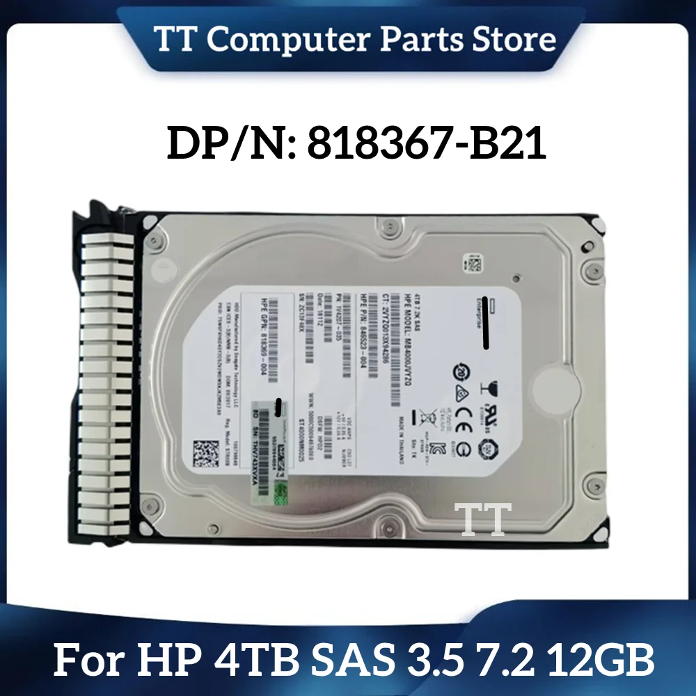 

TT For HP 818367-B21 819079-001 4TB SAS 3.5 7.2 12GB Server Hard Disk SSD Fast Ship