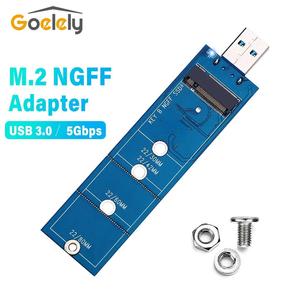 

Адаптер Goelely M.2, адаптер NGFF USB 3,0 на M.2 SSD, жесткий диск, конвертер, быстрая передача данных 5 Гбит/с, B Ключ M, конвертер USB3.0 NGFF