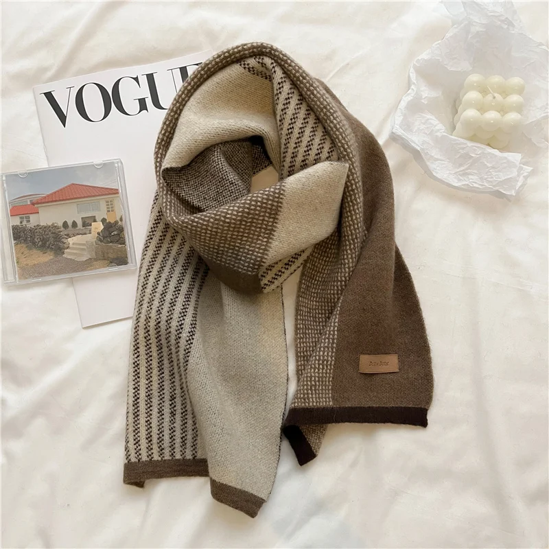 

Designer Scarf for Women Winter Warm Knitted Scarfs Bandana Korean Style Neckerchief Woolen Yarn Muffler Elastic Echarpe Bufanda