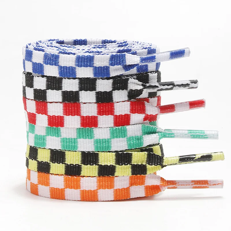

New Black White Checkered Grid Flat Shoelaces Printing Ribbons Shoe Laces Sneaker Man Women Mosaic Shoelaces Laces For Shoes