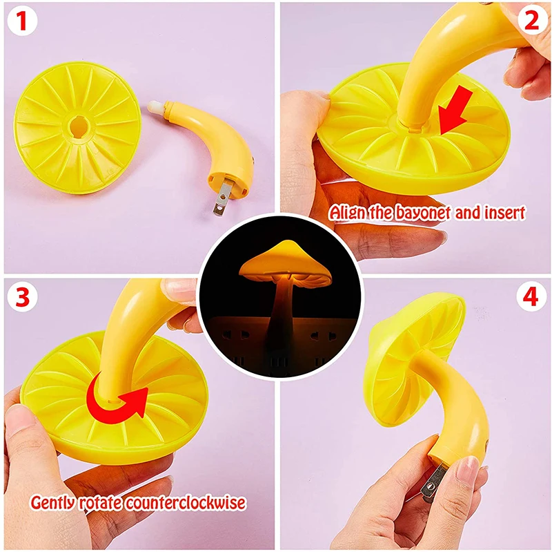 Светильник ночной LED "Гриб" с датчиком, настраиваемая миниатюрная магическая подсветка для детей.