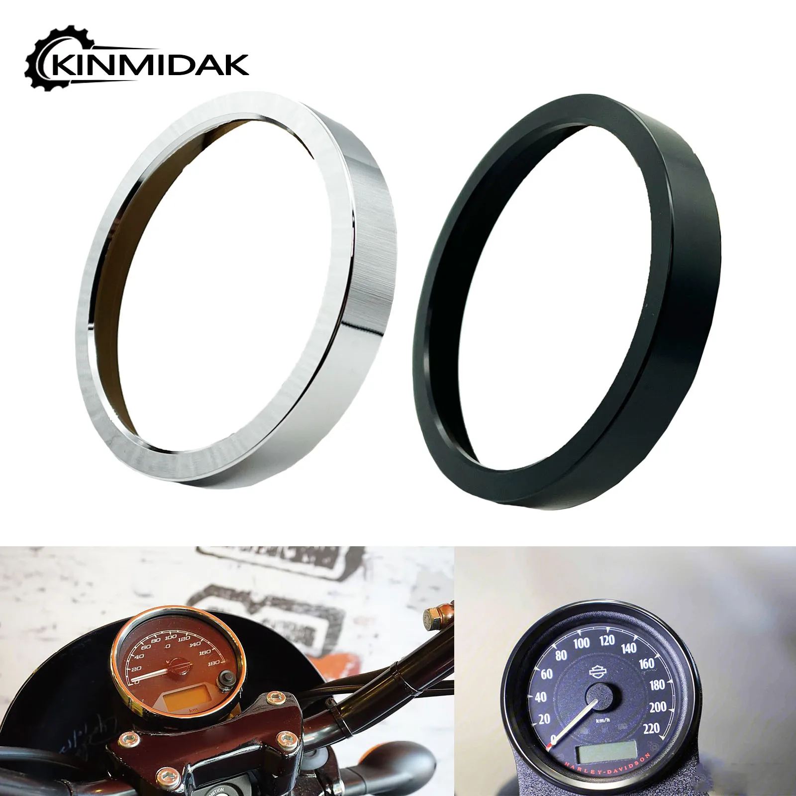 

Motorcycle Speedometer Trim Bezel Trim Ring Aluminum Black Chrome For Harley Sportster XL1200 Iron883 Dyna Street Bob Low Rider