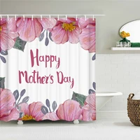 happy mothers day fabric shower curtain waterproof bathroom curtains gifts romantic love flowers decor bath screen with hooks