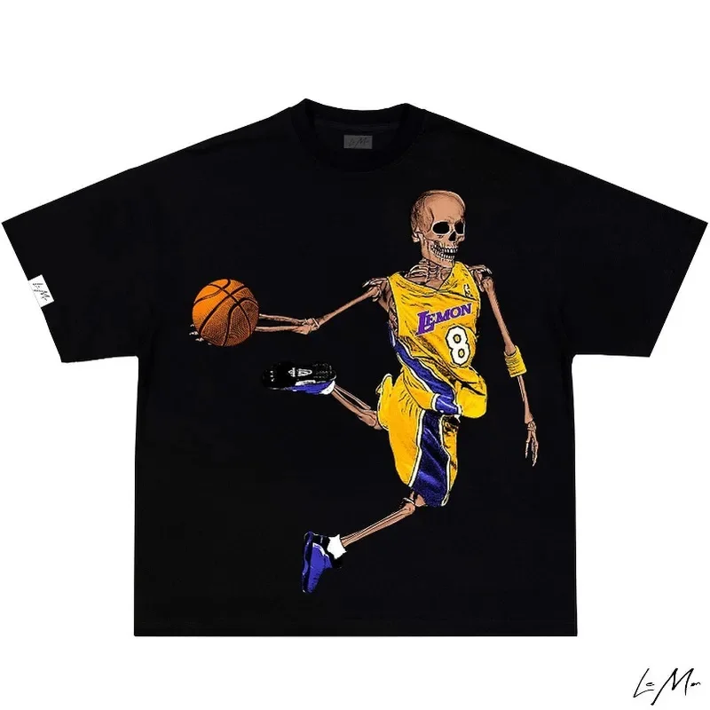 Y2k Street Trend Ретро Gollum Head Спортивная футболка с коротким рукавом и принтом Мужская