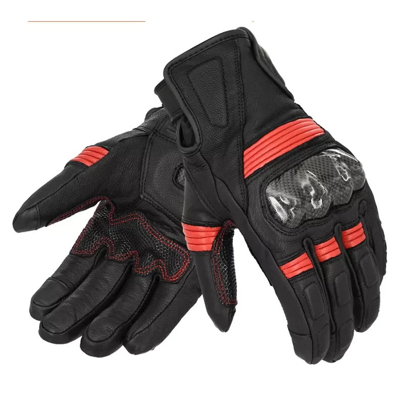 

NEW2023 Winter Motorcycle Riding Gloves Genuine Leather Carbon Fiber Imported Waterproof 3M Warm