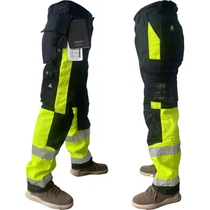 Imported Cargo Pants Men Work Pants with Multi Pockets Hi Vis Two Tone Workwear Reflective Work Pants Working
