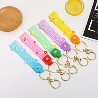 new transparent flower leather rope pvc wristband keychain cute plum letter keychain accessories small gift wholesale ys264
