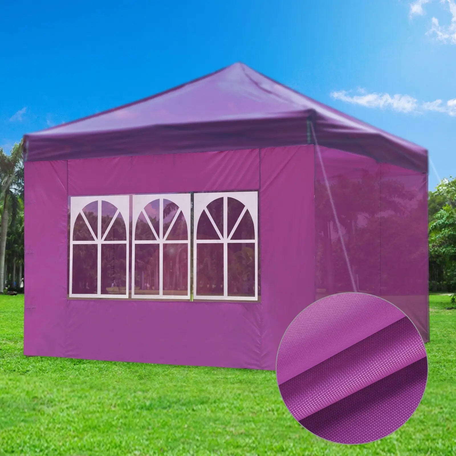 10x7ft Canopy Gazebo with Windows UV30+ Protection & Fade Resistance Purple