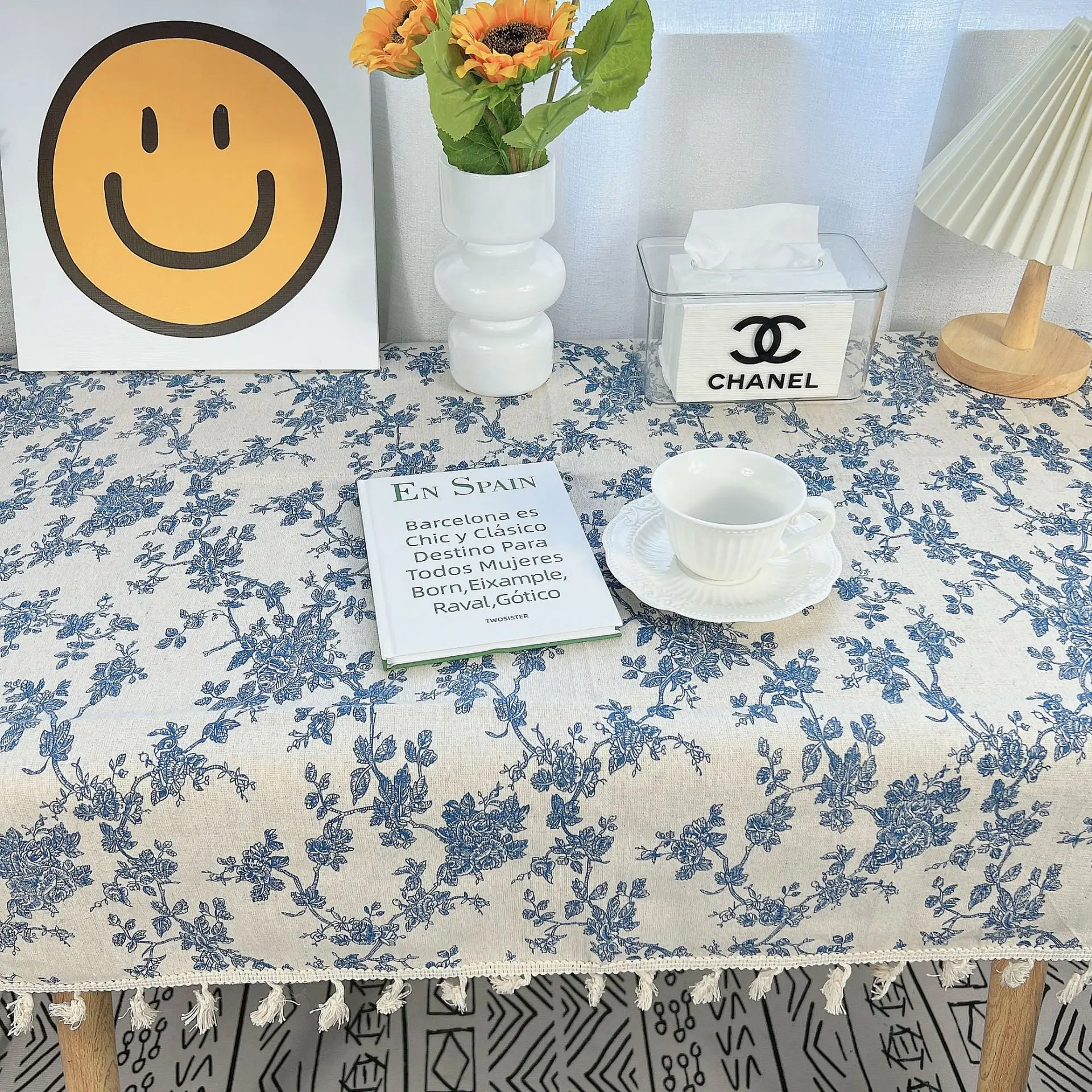 Скатерть из полиэстера и льна с бахромой, европейский стиль