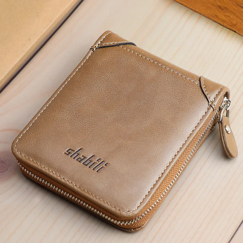 

New Men's Wallet Short Multi-function Fashion Casual Oil Wax Draw Card Wallet PU Card Holders for Men Cardholder Bags Coin Purse