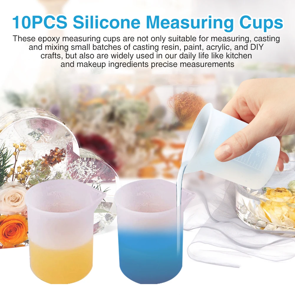 

10pcs 100ml Non Stick Mixing Precise Silicone Measuring Cup Home Epoxy Resin DIY Craft Practical For Liquid Reusable Baking Tool